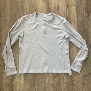 Tommy John Shirt Mens Waffle Knit Henley Long Sleeve Loungewear Gray XL